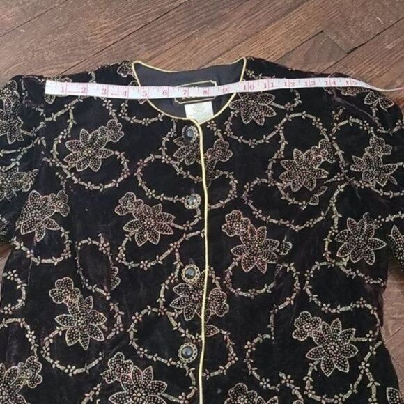 Vintage Dark Romantic Goth Purple Filigree Jacket Gold Trim - Picture 7 of 14